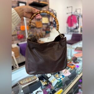 Pre Owned Gucci Bamboo Top Handle Leather Hand Bag Vintage
